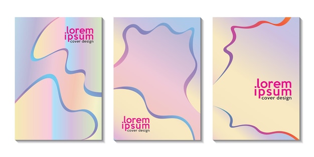 Plantilla de diseño de cubierta mínima Fondo de onda líquida abstracta en degradado multicolor pastel
