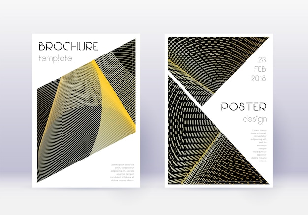 Plantilla de diseño de cubierta triangular conjunto de resumen de oro.