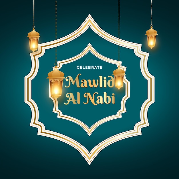 Plantilla de diseño de cumpleaños del profeta muhammad en mawlid al nabi