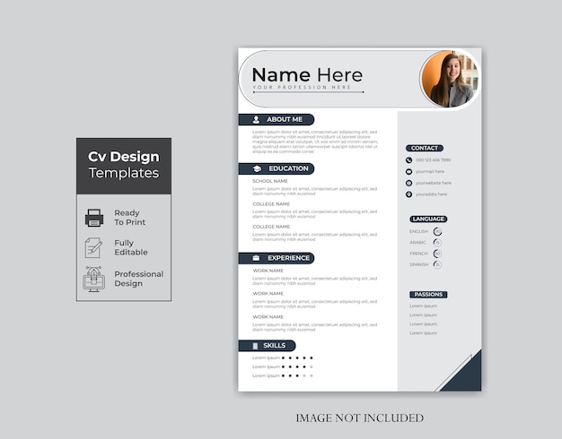 plantilla de diseño de currículum o currículum creativo y minimalista