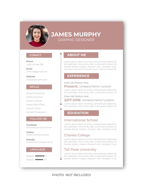 Plantilla de diseño de currículum o cv limpio y minimalista