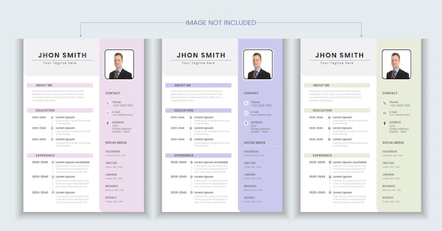 Plantilla de diseño de currículum Vector de diseño empresarial limpio para solicitudes de empleo en tamaño A4