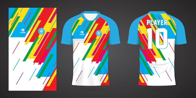 Plantilla de diseño de deporte de camiseta de fútbol colorido