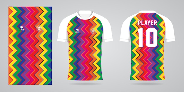 Plantilla de diseño de deporte de camiseta de fútbol colorido