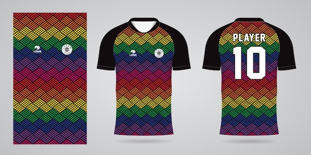 Plantilla de diseño de deporte de camiseta de fútbol colorido