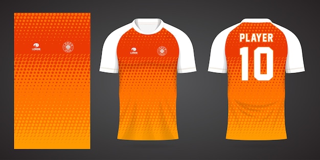 Plantilla de diseño de deporte de camiseta de fútbol naranja