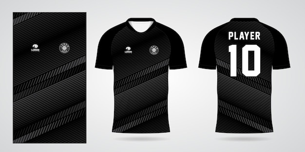 Plantilla de diseño de deporte de camiseta de fútbol negro