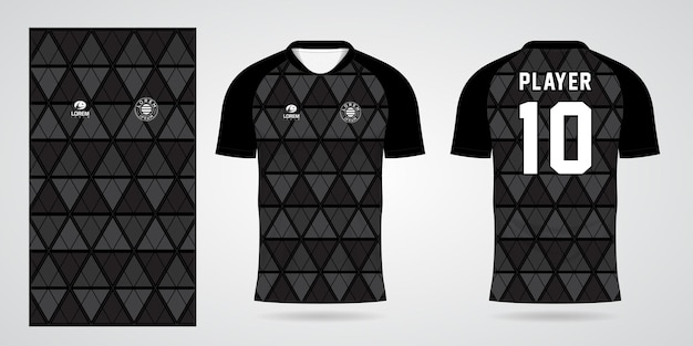 Plantilla de diseño de deporte de camiseta de fútbol negro