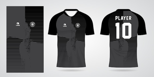 Plantilla de diseño de deporte de camiseta de fútbol negro