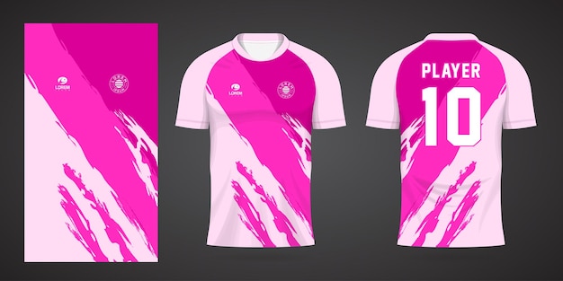 Plantilla de diseño de deporte de camiseta de fútbol rosa