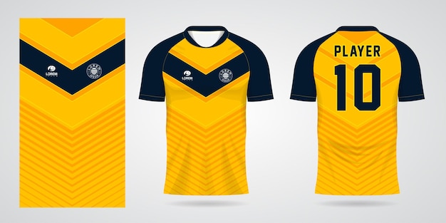 plantilla de diseño deportivo de camiseta de fútbol amarilla
