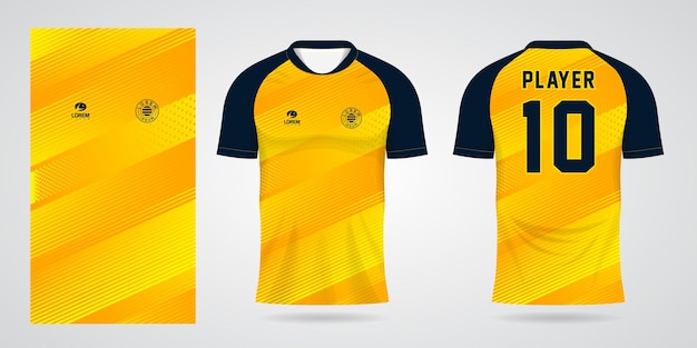 Plantilla de diseño deportivo de camiseta de fútbol amarilla