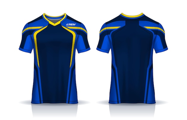 Vector plantilla de diseño deportivo de camiseta maqueta de camiseta de fútbol para la vista frontal y posterior del uniforme del club de fútbol