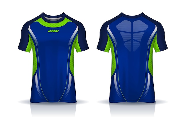 plantilla de diseño deportivo de camiseta Maquillaje de la camiseta de fútbol para el uniforme del club de fútbol vista delantera y trasera