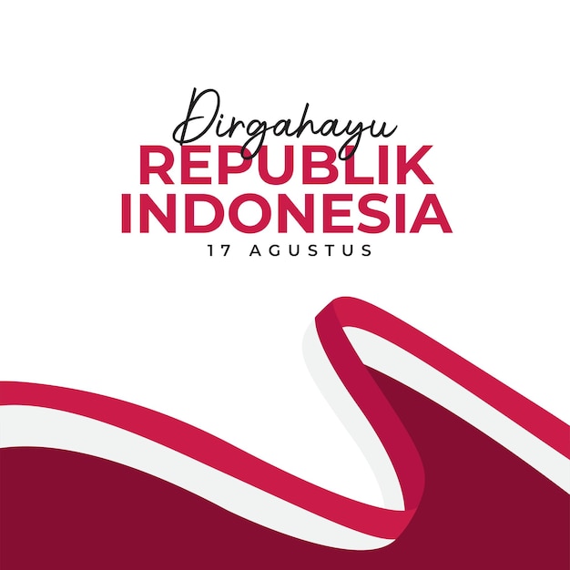 Plantilla de diseño del día de la independencia de indonesia ondeando la bandera 17 de agosto