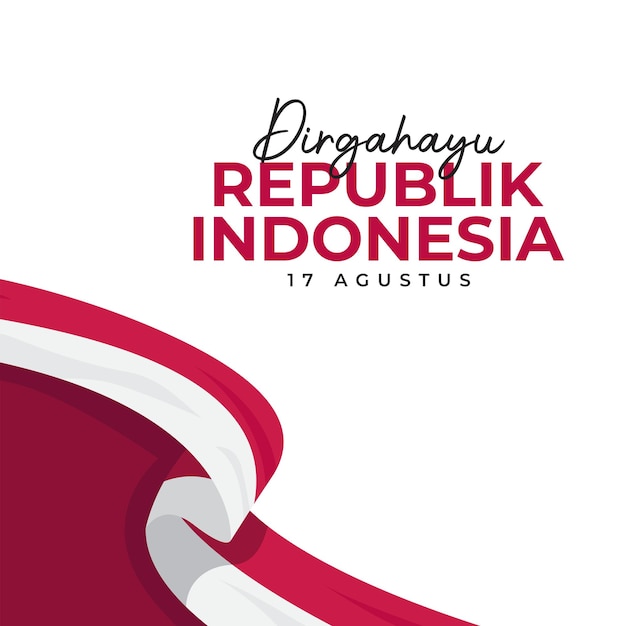 Plantilla de diseño del día de la independencia de indonesia ondeando la bandera 17 de agosto