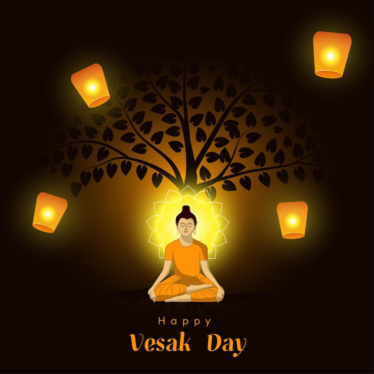 Plantilla de diseño de día vesak brillante