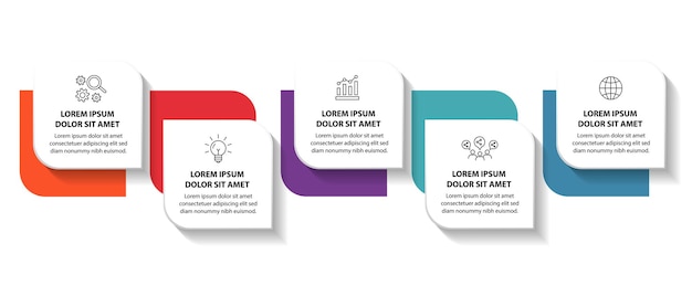 Plantilla de diseño de diagrama de flujo de infografía de 5 pasos