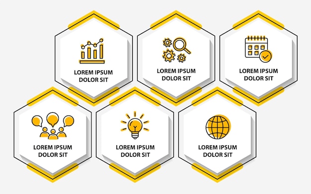 Plantilla de diseño de diagrama de flujo de infografía de 6 pasos