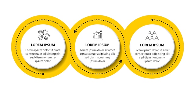 plantilla de diseño de diagrama de flujo infográfico de 3 pasos