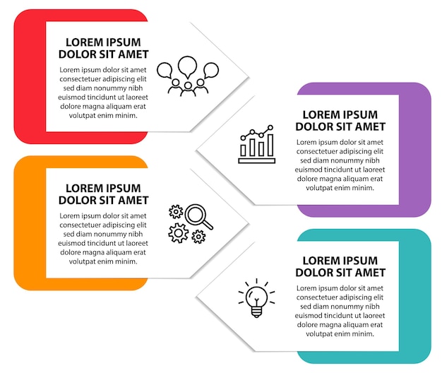 Plantilla de diseño de diagrama de flujo infográfico de 4 pasos