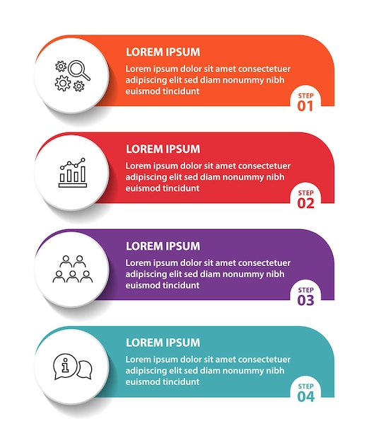 Plantilla de diseño de diagrama de flujo infográfico de 4 pasos