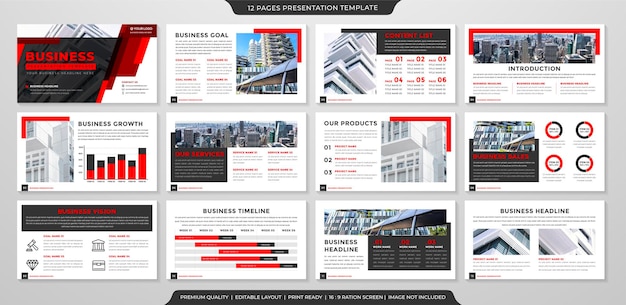 Plantilla de diseño de diapositiva de presentación de negocios con uso de estilo moderno para informe anual