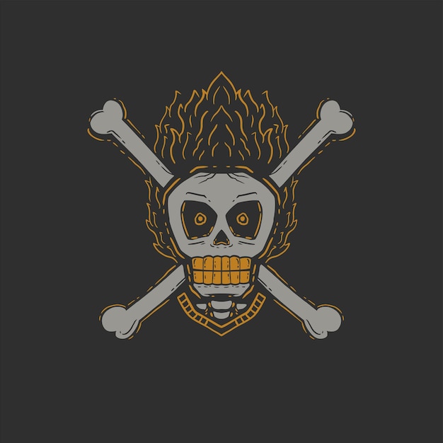 plantilla de diseño diseño de ilustración de hueso cruzado de calavera para camisetas y prendas de vestir