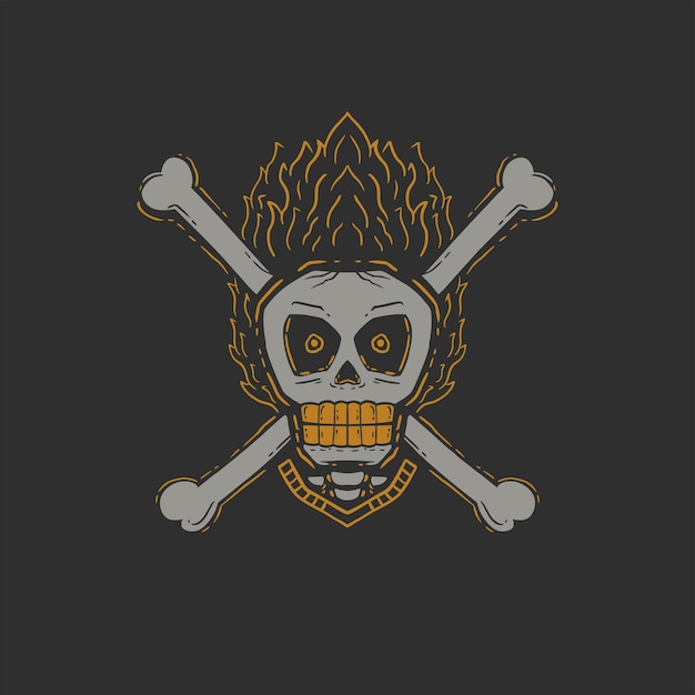 Vector plantilla de diseño diseño de ilustración de hueso cruzado de calavera para camisetas y prendas de vestir