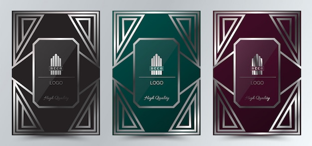 Plantilla de diseño de diseño de portada de Art Deco premium de lujo,