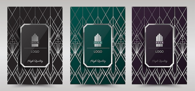 Plantilla de diseño de diseño de portada de art deco premium de lujo,