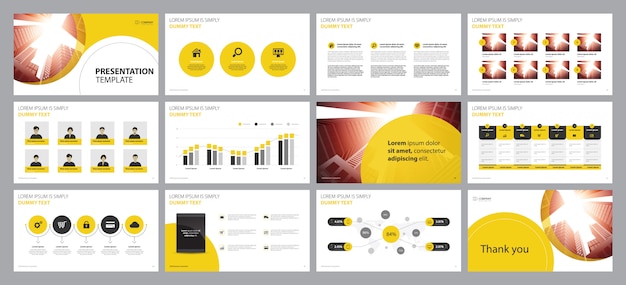 Plantilla de diseño de diseño de presentación de negocios amarillo