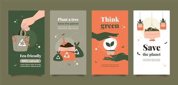 Vector plantilla de diseño de ecología dibujada a mano