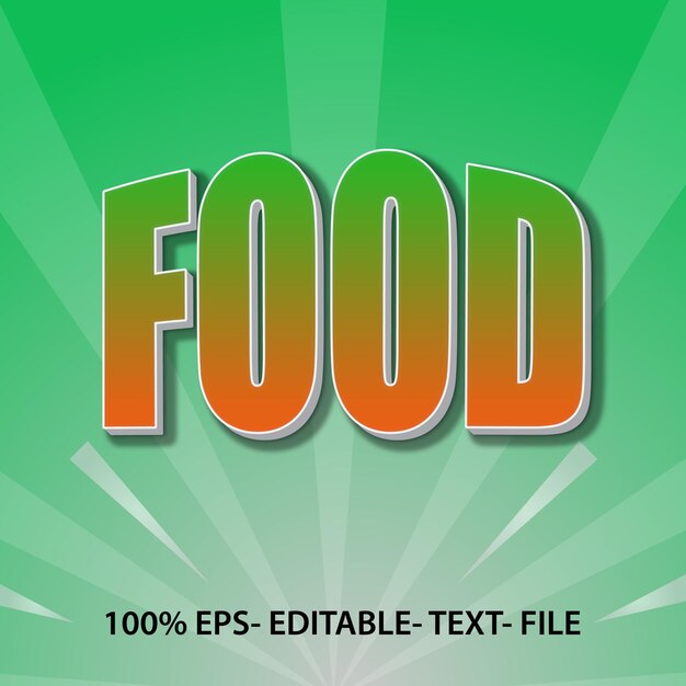 Vector plantilla de diseño de efecto de estilo de texto editable de alimentos