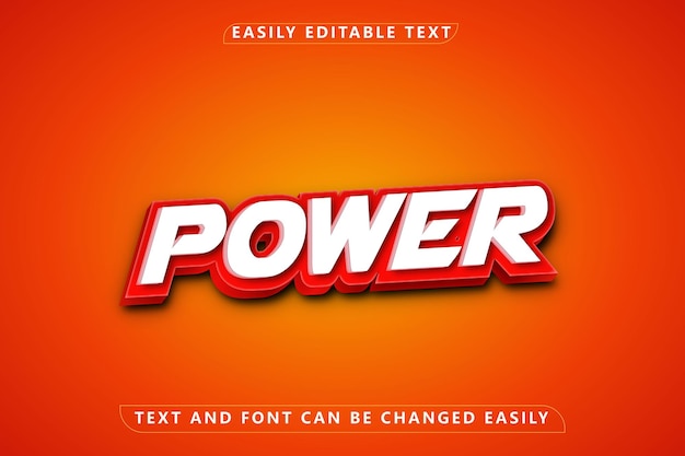 Plantilla de diseño de efecto de texto 3d de poder