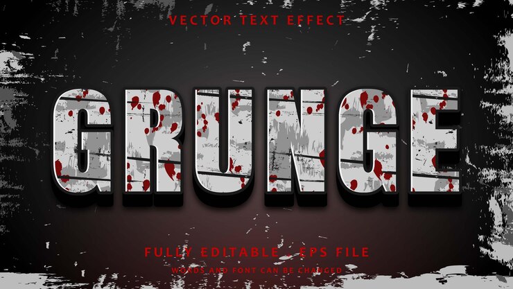 Vector plantilla de diseño de efecto de texto editable grunge 3d de caos abstracto