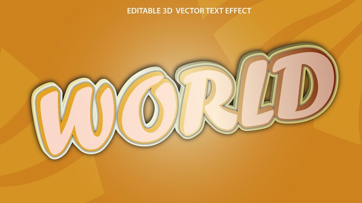 Vector plantilla de diseño de efecto de texto editable de lujo brillante mundial 3d