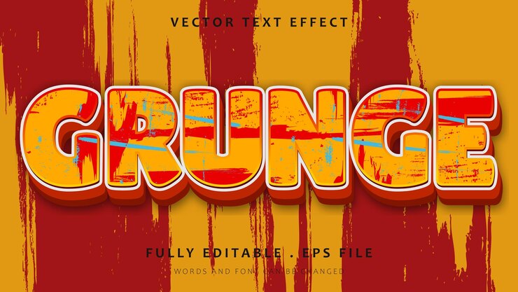 Vector plantilla de diseño de efecto de texto editable de pintura grunge 3d colorido abstracto