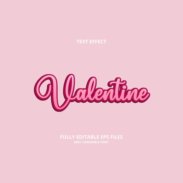 plantilla de diseño de efecto de texto de san valentín