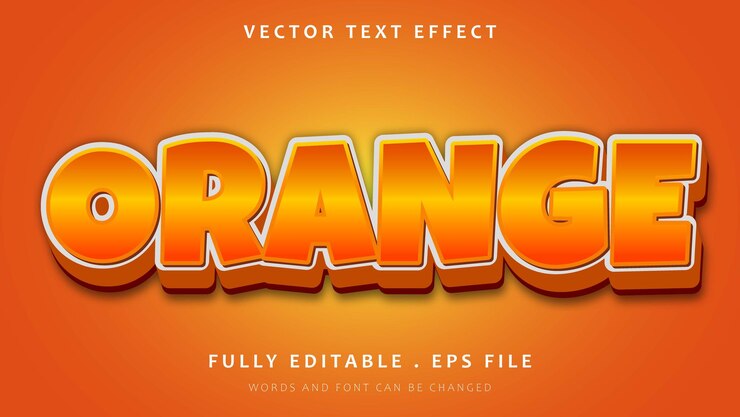 Vector plantilla de diseño de efecto de texto totalmente editable naranja 3d moderno