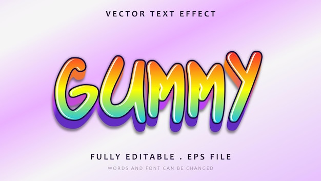 Plantilla de diseño de efectos de texto editable de goma colorida