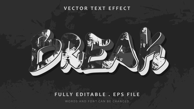 Vector plantilla de diseño de efectos de texto editable de grunge word break