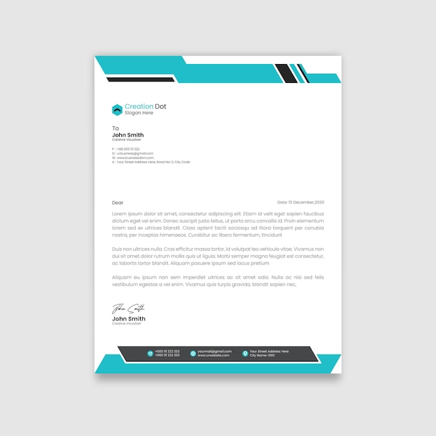 Plantilla de diseño de encabezado de carta comercial profesional