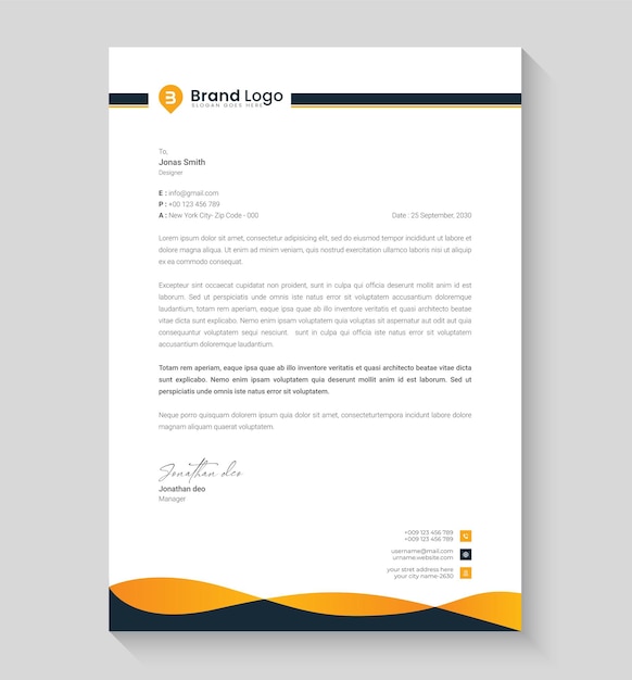 plantilla de diseño de encabezado corporativo plantilla de encabezada de carta de negocios de resumen naranja