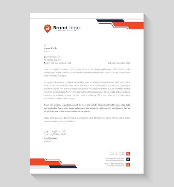 plantilla de diseño de encabezado corporativo plantilla de encabezada de carta de negocios de resumen rojo