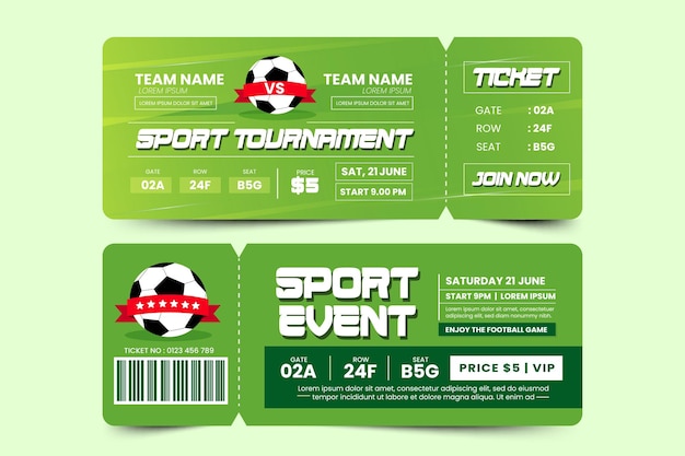 Vector plantilla de diseño de entradas para eventos deportivos de torneos de fútbol fácil de personalizar diseño simple y elegante