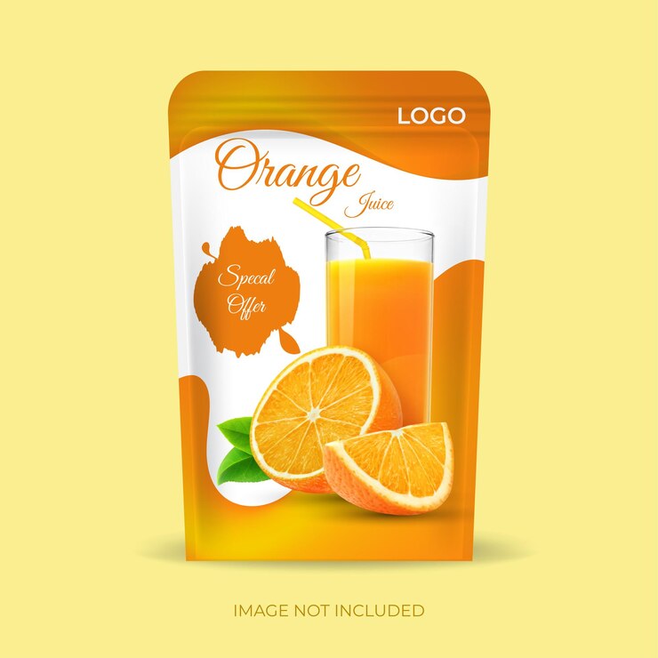 Vector plantilla de diseño del envase de jugo de naranja
