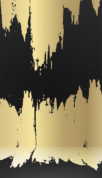 Plantilla de diseño de escenario dorado y negro. Fondo de lujo con pintura grunge premium en la pared