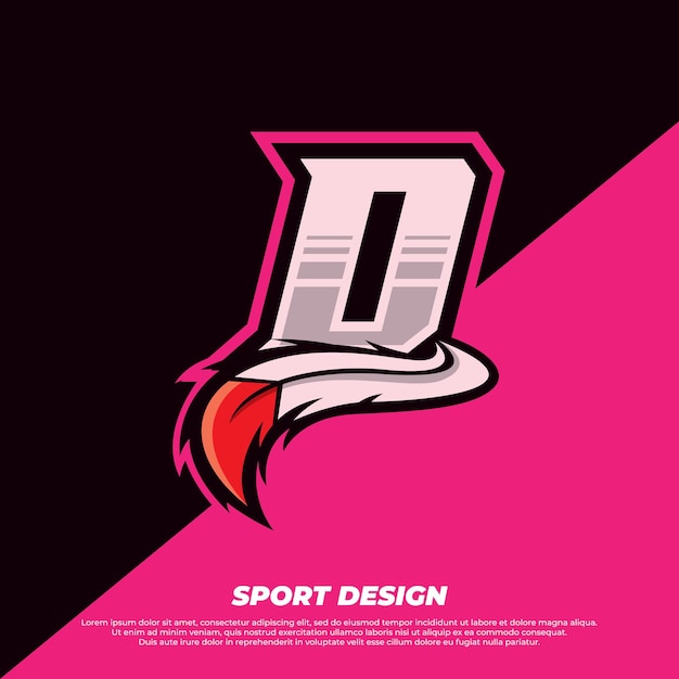 Plantilla de diseño de esport de letra D con jugador de estilo de piel india e ilustración de logotipo deportivo