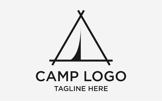 Plantilla de diseño de esquema simple de logotipo de campamento